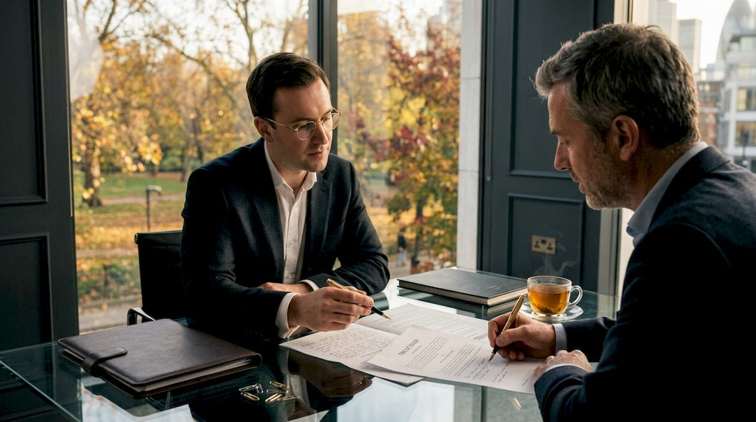 Client and solicitor review trust documents together