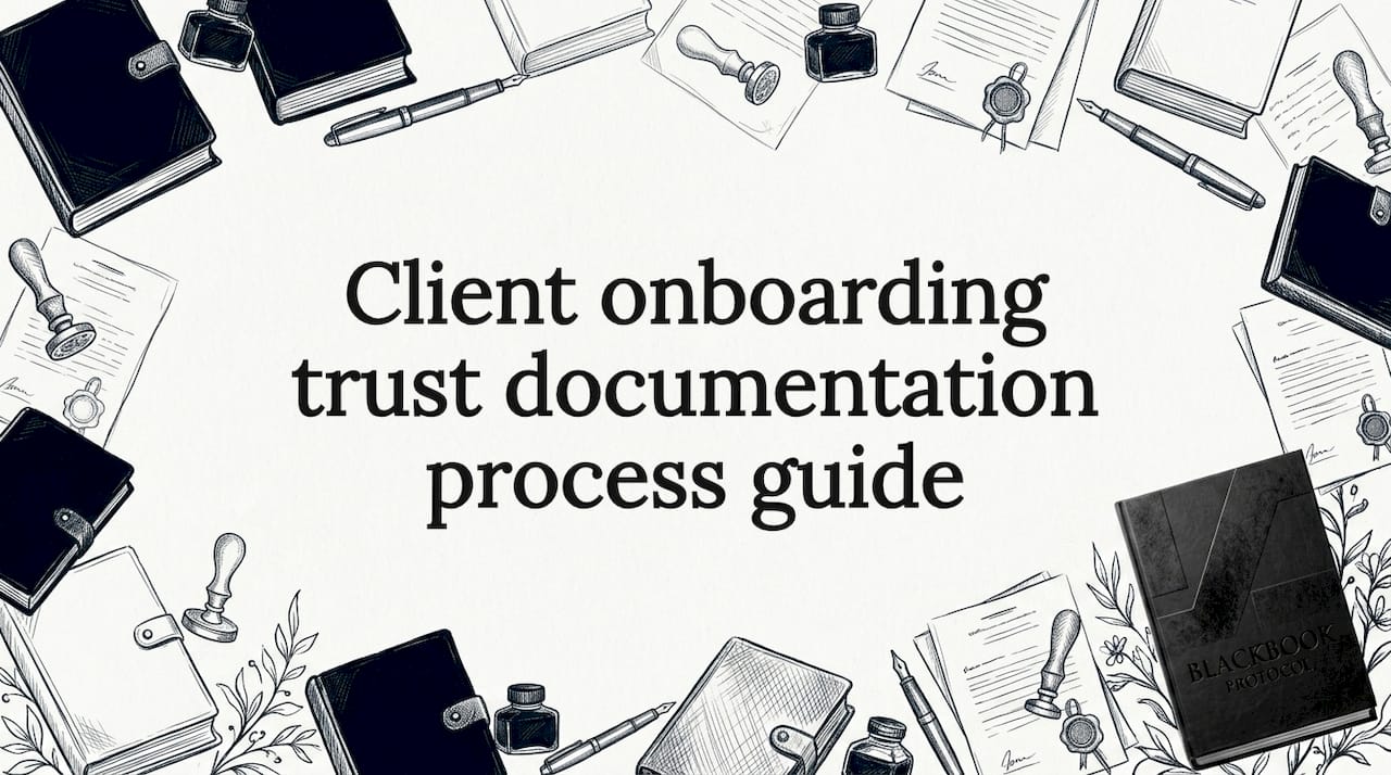 Hand-drawn legal and financial themed title card illustration