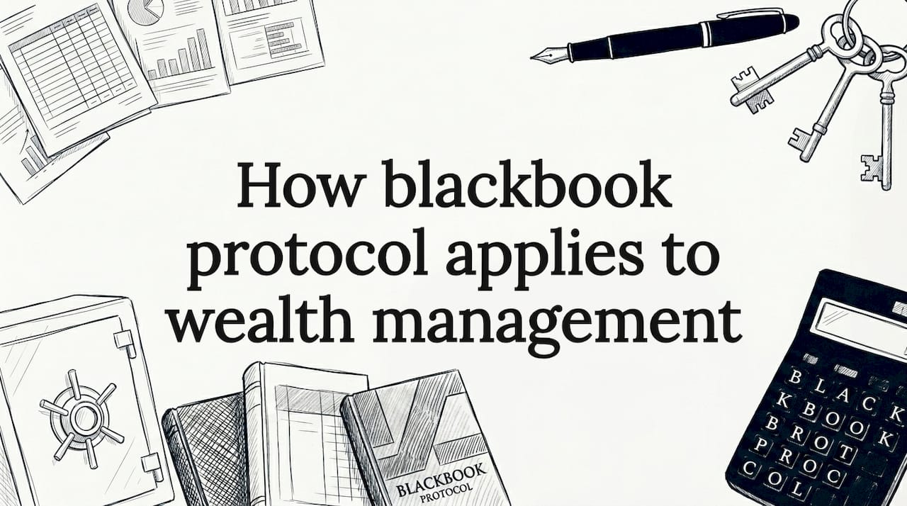 Hand-drawn wealth management blog title card illustration