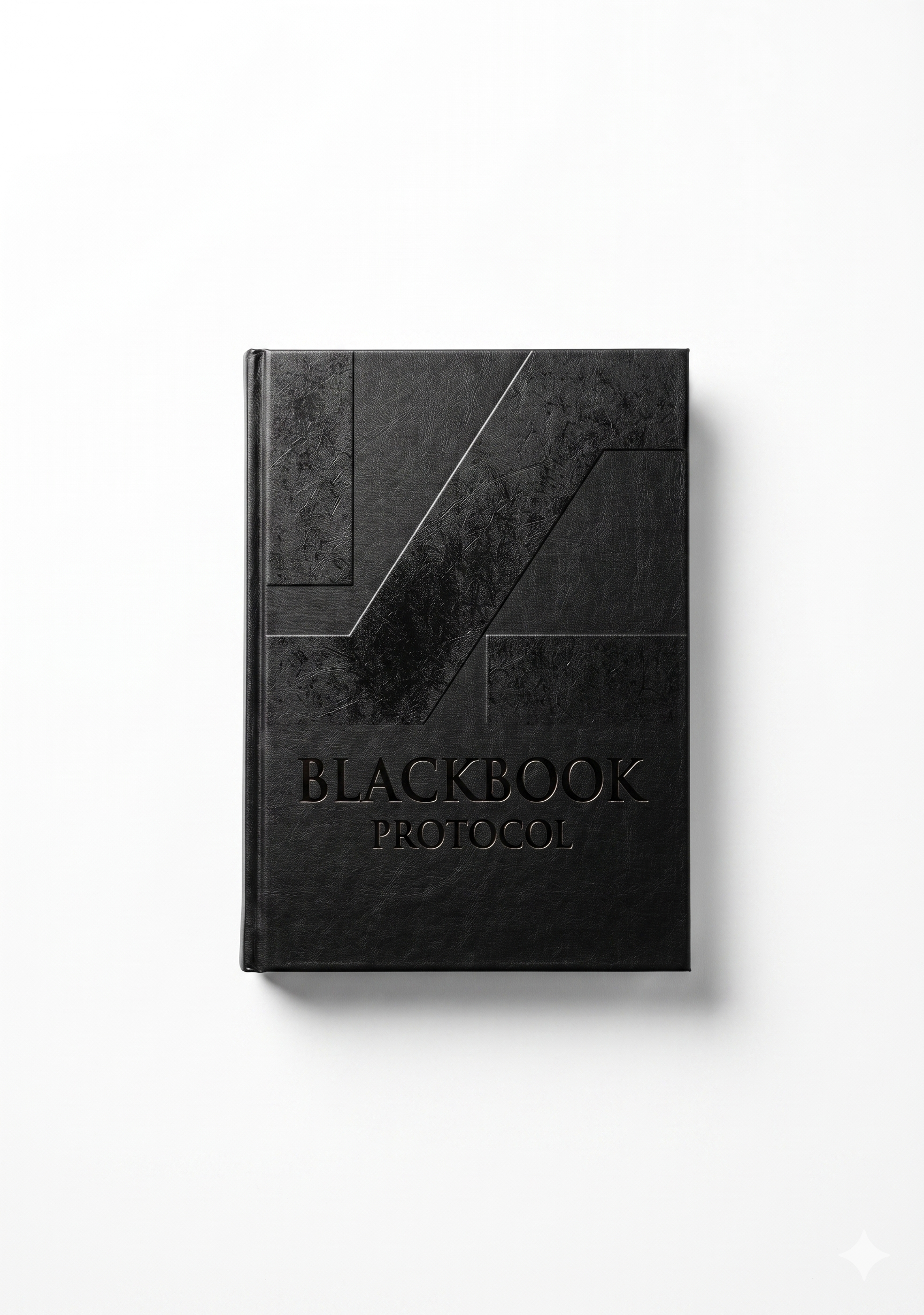 Blackbook Protocol notebook on a white background
