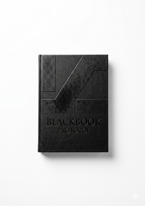 Blackbook Protocol notebook on a white background